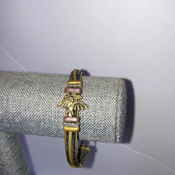 Eagle Leather and Metal Bracelet 8 Inch Diameter UNISEX Men Women - Picture 1 of 8
